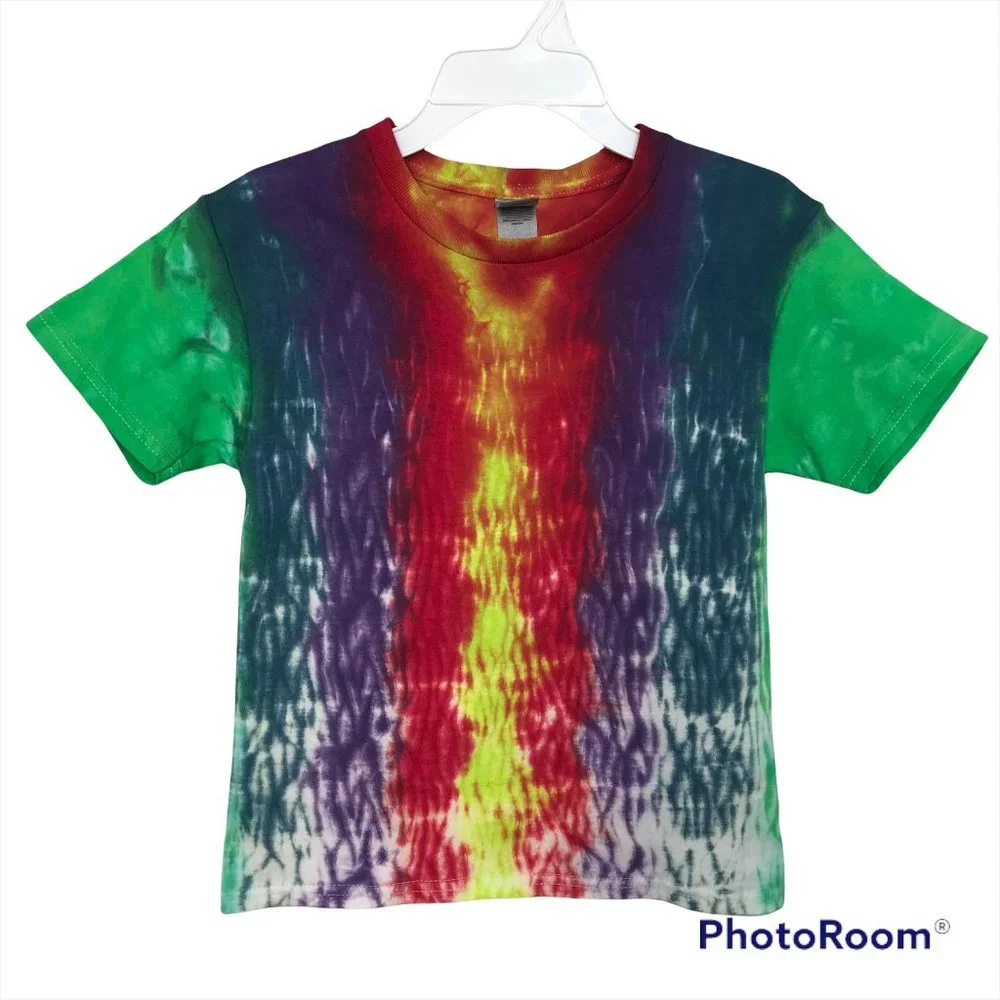 New KIDS Tie-Dye T-Shirt | Green/Purple/Red/Yellow | XS